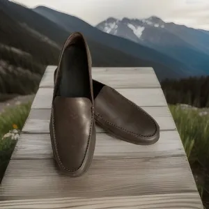 VINCE Mens Loafers Shoes Leather Chocolate Brown Size 11 M 45 Casual Comfort