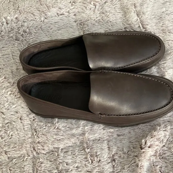 VINCE Mens Loafers Shoes Leather Chocolate Brown Size 11 M 45 Casual Comfort