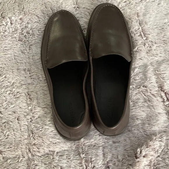 VINCE Mens Loafers Shoes Leather Chocolate Brown Size 11 M 45 Casual Comfort
