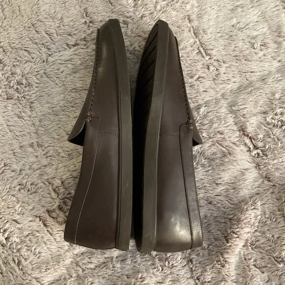 VINCE Mens Loafers Shoes Leather Chocolate Brown Size 11 M 45 Casual Comfort