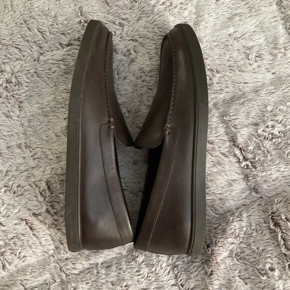VINCE Mens Loafers Shoes Leather Chocolate Brown Size 11 M 45 Casual Comfort