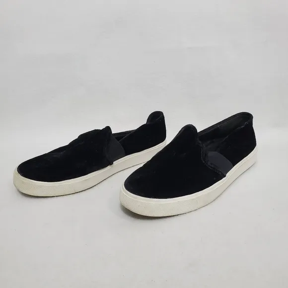 Vince Preston Black Velveteen Slip-on Sneakers