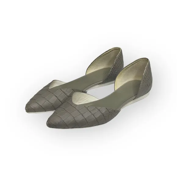 Vince ❃ Tara D’Orsay Pointy Toe Ballet Flat ❃ Embossed Leather ❃ Taupe Grey ❃ 39