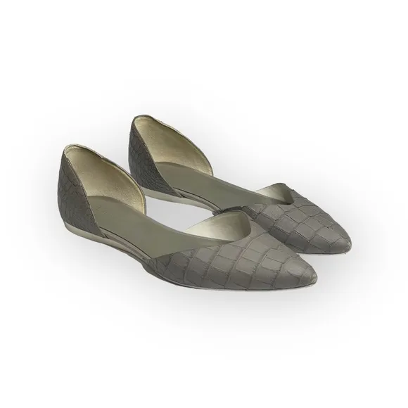Vince ❃ Tara D’Orsay Pointy Toe Ballet Flat ❃ Embossed Leather ❃ Taupe Grey ❃ 39