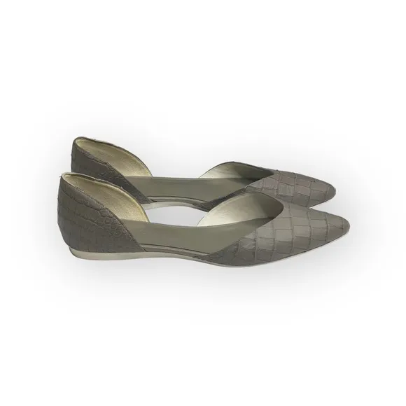 Vince ❃ Tara D’Orsay Pointy Toe Ballet Flat ❃ Embossed Leather ❃ Taupe Grey ❃ 39