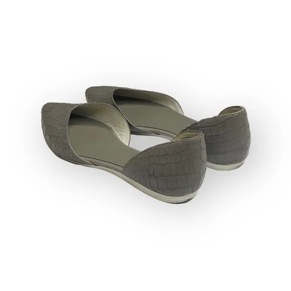 Vince ❃ Tara D’Orsay Pointy Toe Ballet Flat ❃ Embossed Leather ❃ Taupe Grey ❃ 39
