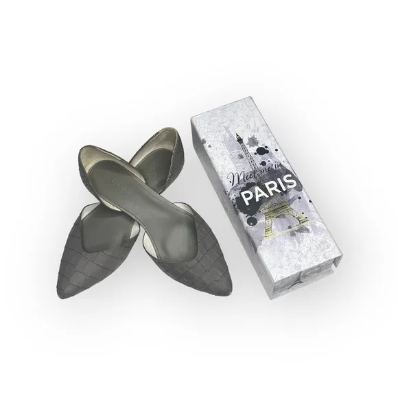 Vince ❃ Tara D’Orsay Pointy Toe Ballet Flat ❃ Embossed Leather ❃ Taupe Grey ❃ 39