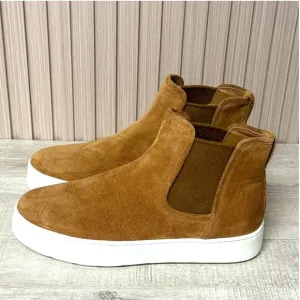 VINCE Warren Suede Real Fur High Top Slip-On Sneakers Booties Water Repellent