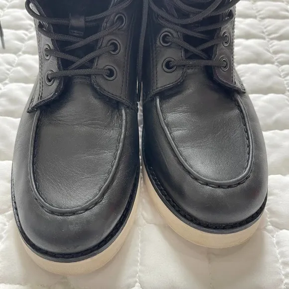 VINCE Womens Black Finley Round Toe Shearling Lined Leather Boots Size 8.5
