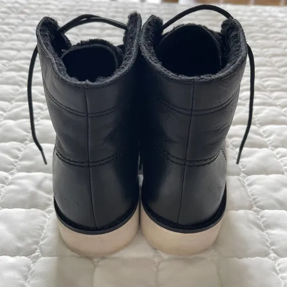 VINCE Womens Black Finley Round Toe Shearling Lined Leather Boots Size 8.5