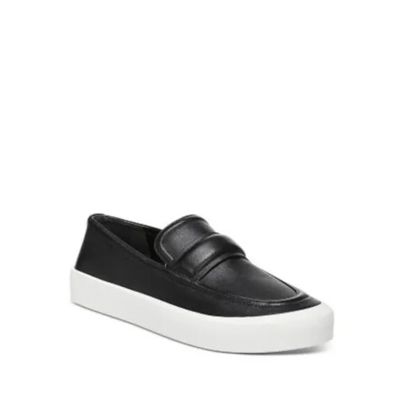 VINCE. Womens Black Ghita Round Toe Platform Slip On Leather Loafers Shoes 6 M