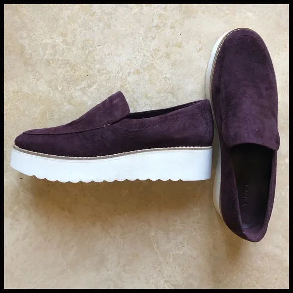 Vince Zeta Slip On Sneakers in Wine Suede.