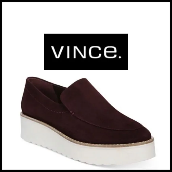 Vince Zeta Slip On Sneakers in Wine Suede.