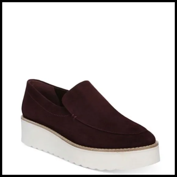 Vince Zeta Slip On Sneakers in Wine Suede.