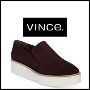 Vince Zeta Slip On Sneakers in Wine Suede.