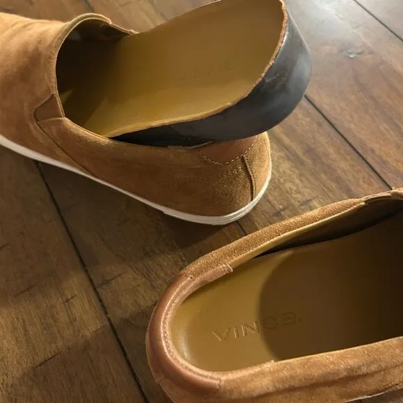 Vince Tan Fairfax Suede Slip On Sneakers Size 9.5 MSRP 225.00