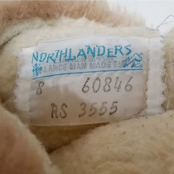 VINTAGE 1970s Northlanders Camel Suede Blonde Faux Fur Wedge Snow Booties 8