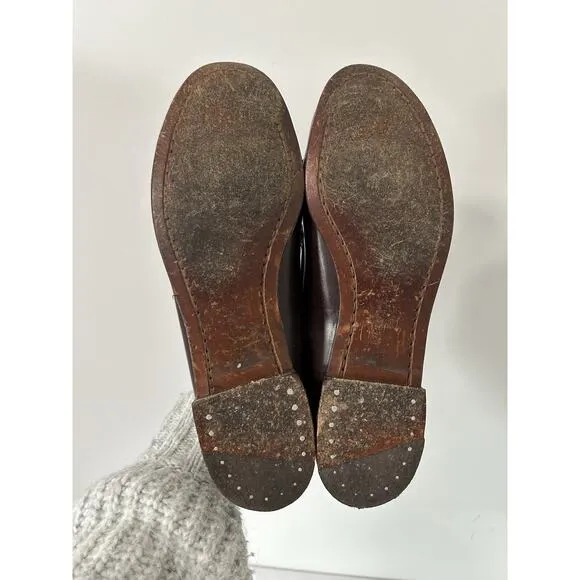 Vintage 90's Ralph Lauren 8.5B Men brown leather kiltie tassel loafers shoe USA