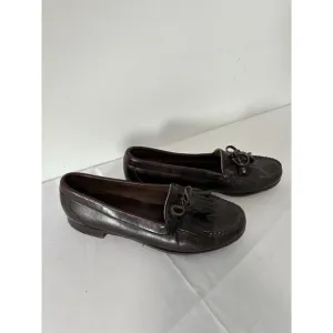 Vintage 90's Ralph Lauren 8.5B Men brown leather kiltie tassel loafers shoe USA
