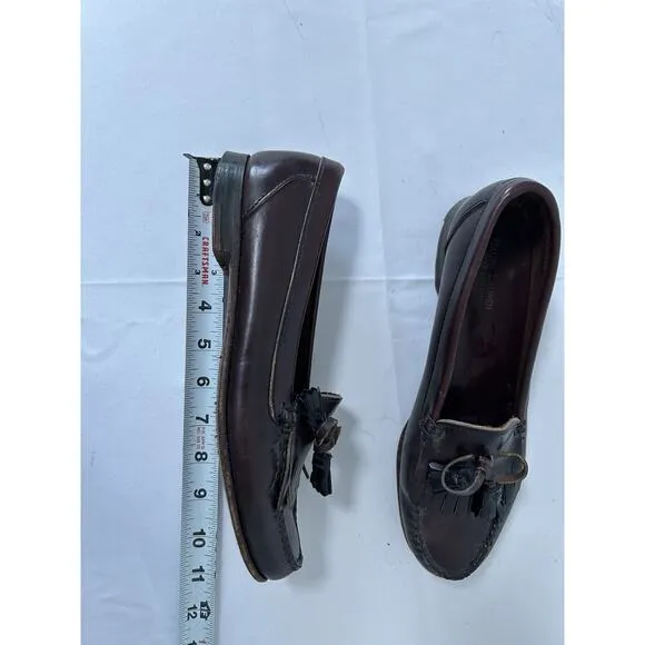Vintage 90's Ralph Lauren 8.5B Men brown leather kiltie tassel loafers shoe USA