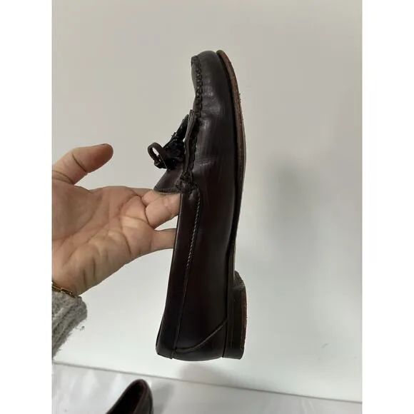 Vintage 90's Ralph Lauren 8.5B Men brown leather kiltie tassel loafers shoe USA