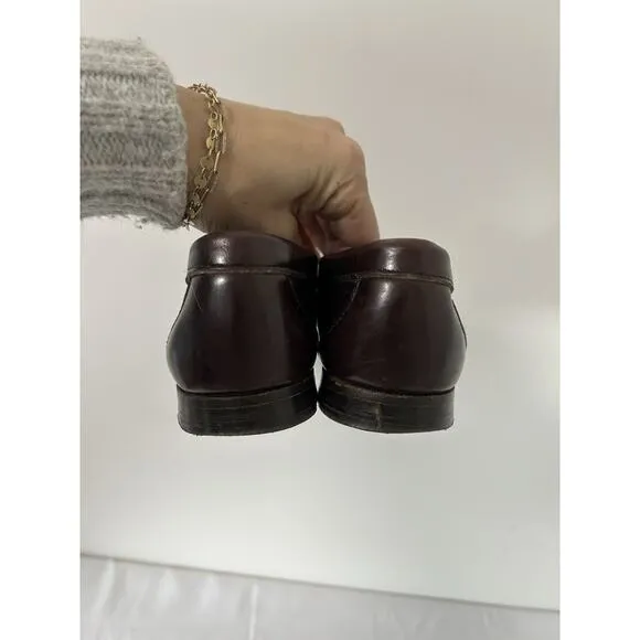 Vintage 90's Ralph Lauren 8.5B Men brown leather kiltie tassel loafers shoe USA