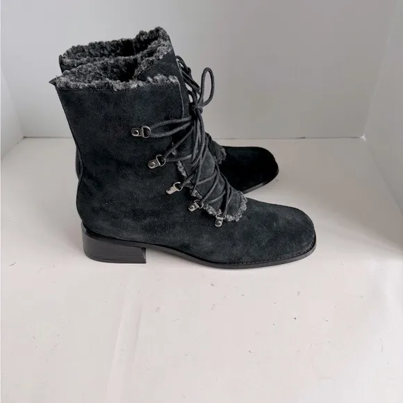 Vintage  A J Valenci Footwear Womens Black Chunky Heel Square Toe Bootie…