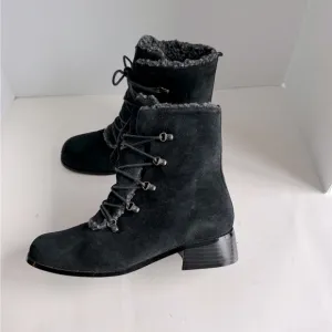 Vintage  A J Valenci Footwear Womens Black Chunky Heel Square Toe Bootie…