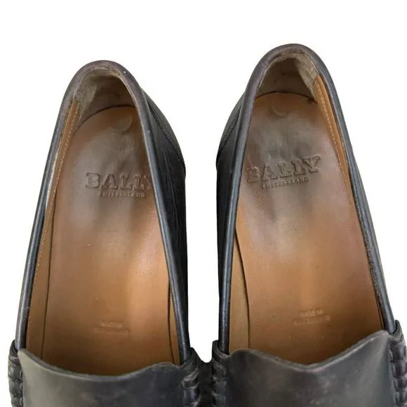 Vintage Bally Mens Dark Brown Leather Slip On Dress Shoes Loafers Sz 6.5
