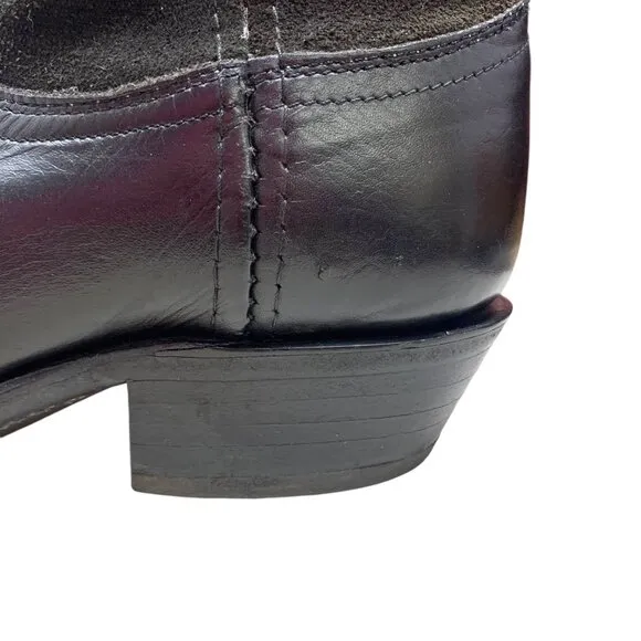 Vintage Dan‎ Post Black Leather White Inlaid Leather Cowgirl Boots