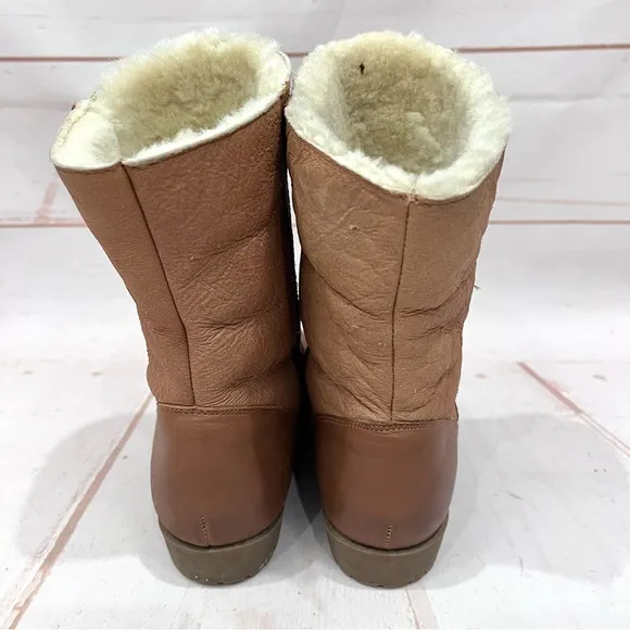 Vintage Danexx Genuine Leather Foldover Cuff Shearling Faux Fur Winter Boots