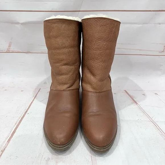 Vintage Danexx Genuine Leather Foldover Cuff Shearling Faux Fur Winter Boots