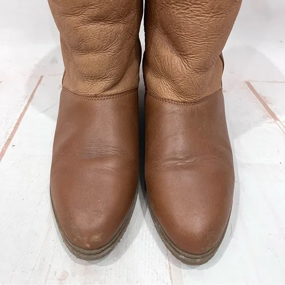 Vintage Danexx Genuine Leather Foldover Cuff Shearling Faux Fur Winter Boots