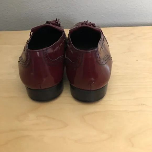 Vintage DANIELE FERRADINI Burgundy Wingtip Kiltie Loafers - Made in Italy