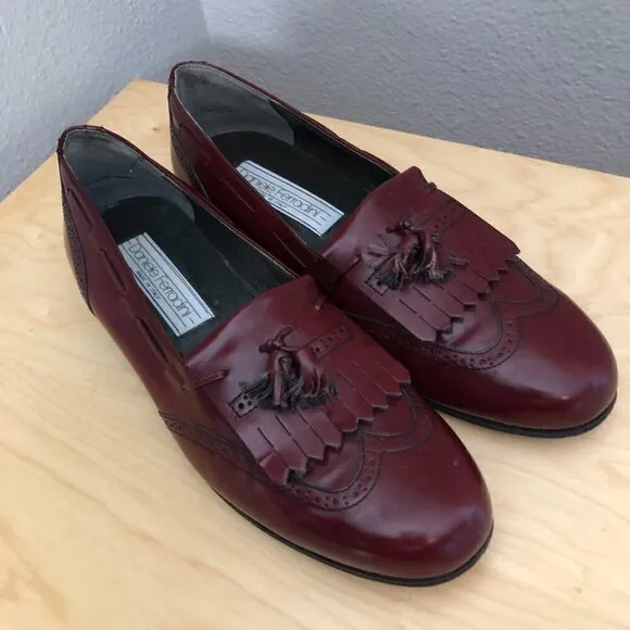 Vintage DANIELE FERRADINI Burgundy Wingtip Kiltie Loafers - Made in Italy