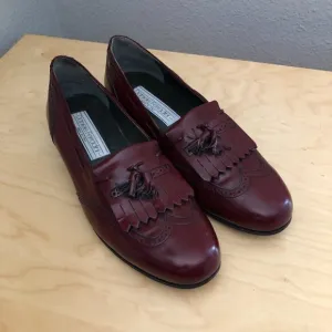 Vintage DANIELE FERRADINI Burgundy Wingtip Kiltie Loafers - Made in Italy