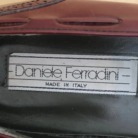 Vintage DANIELE FERRADINI Burgundy Wingtip Kiltie Loafers - Made in Italy