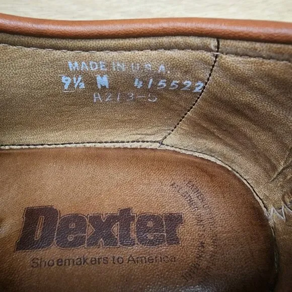 Vintage Dexter Brown Leather Slip On Loafers Mens Size 9.5 USA