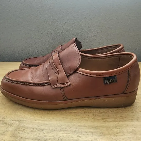 Vintage Dexter Brown Leather Slip On Loafers Mens Size 9.5 USA