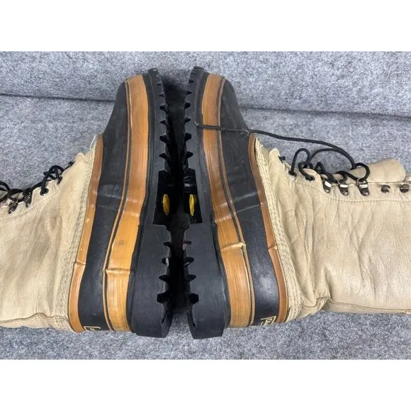 Vintage La Crosse Outdoorsman Boots Men's 9 Beige Leather Lace Up Fur Lined Hunt