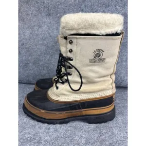 Vintage La Crosse Outdoorsman Boots Men's 9 Beige Leather Lace Up Fur Lined Hunt