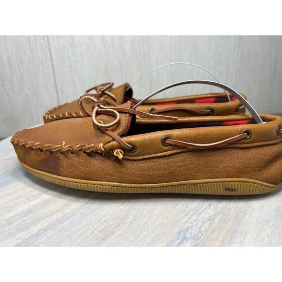Vintage LL Bean Womens 10 USA Handmade Leather Moose Hide Moccasins Loafers