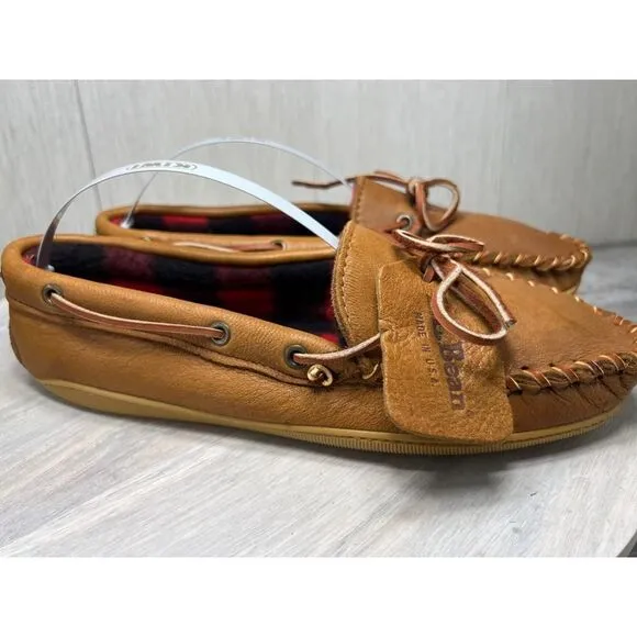 Vintage LL Bean Womens 10 USA Handmade Leather Moose Hide Moccasins Loafers