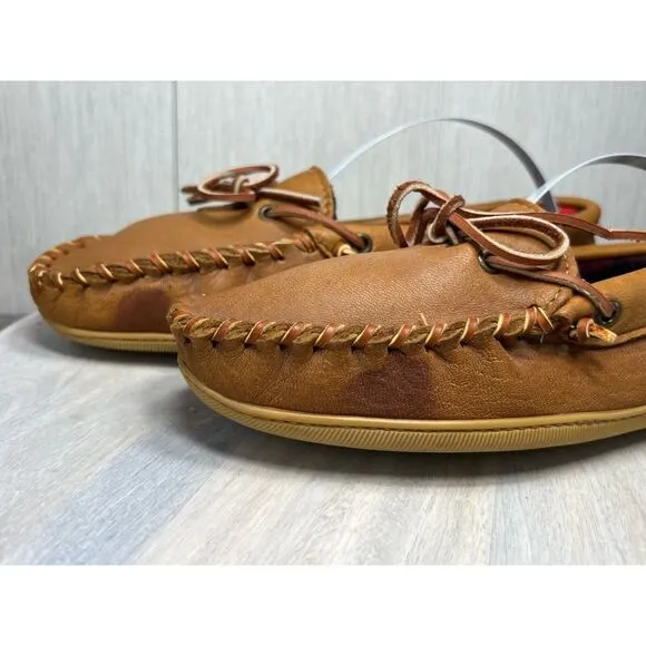 Vintage LL Bean Womens 10 USA Handmade Leather Moose Hide Moccasins Loafers