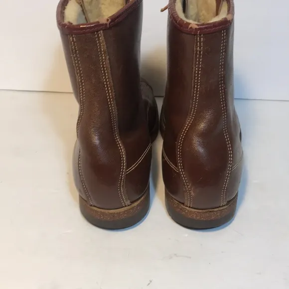 VINTAGE MENS LEATHER &amp; SHEARLING LINED BOOTS