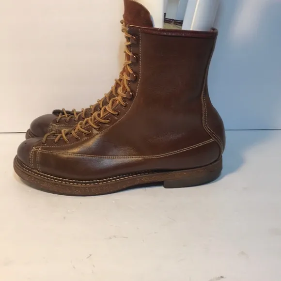 VINTAGE MENS LEATHER &amp; SHEARLING LINED BOOTS
