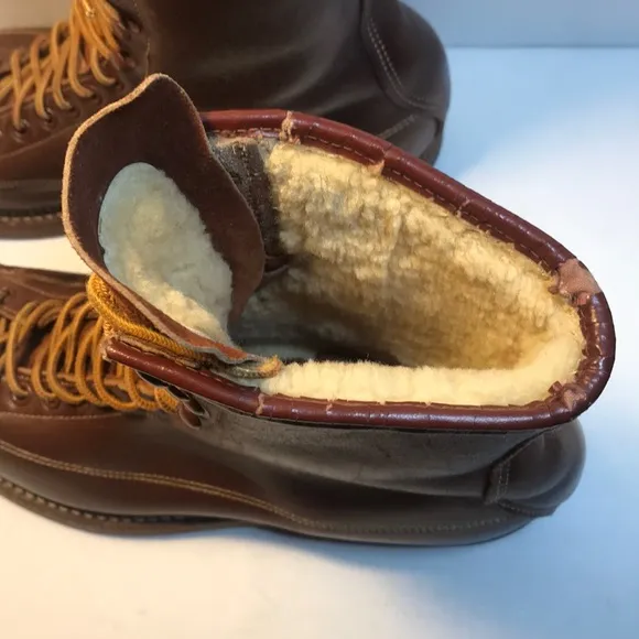 VINTAGE MENS LEATHER &amp; SHEARLING LINED BOOTS