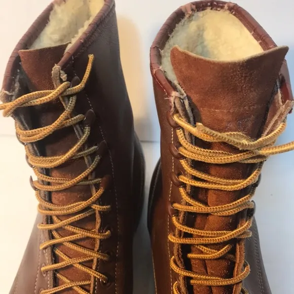 VINTAGE MENS LEATHER &amp; SHEARLING LINED BOOTS