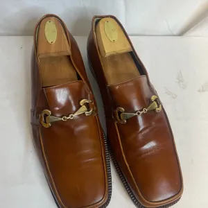 Vintage Olivier brand Brown Leather Loafers with Gold Detailing men size 11