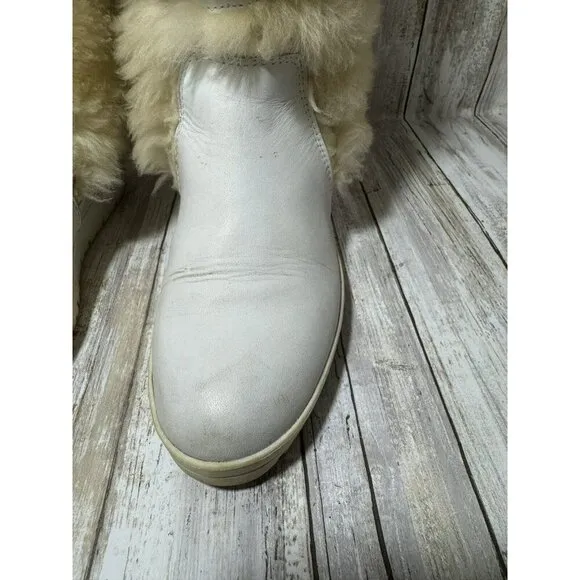 Vintage Pfister White Off Faux Fur Knee Boots size 6.5